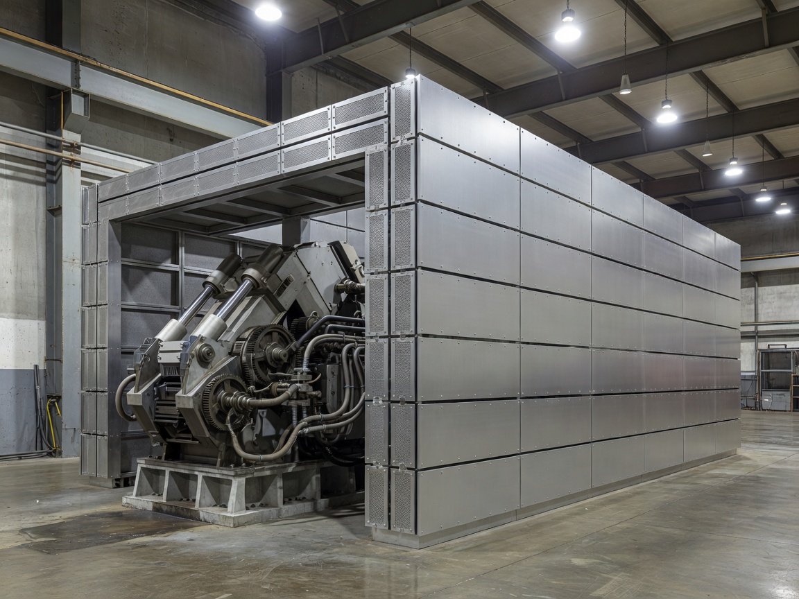 Industrial machinery enclosed by a carefully designed acoustic boundary